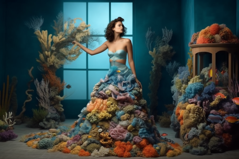 TaiMER_A_model_wearing_a_dress_with_a_live_coral_reef_growing_o_9d6748c9-9f3e-4c8c-95c1-607d12d2adbc