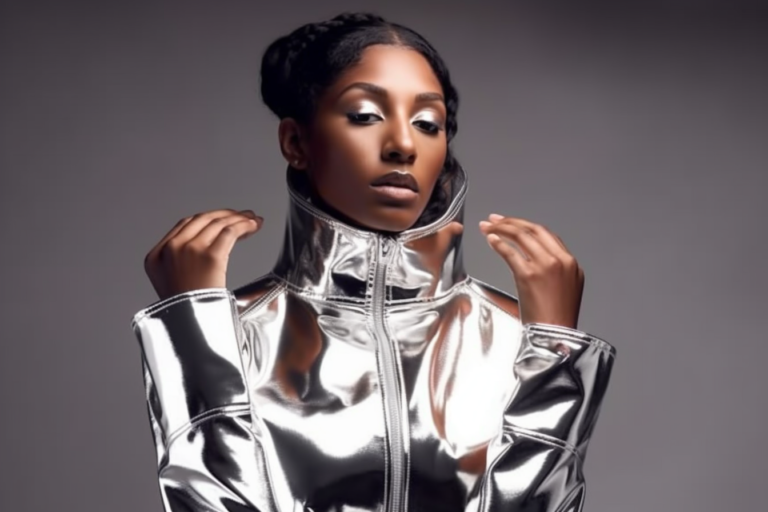 TaiMER_An_outfit_with_a_mirrored_finish_so_the_model_appears_to_9e6f3bc9-6ab4-41cd-99a4-e3738f973e92